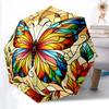 1pc Butterfly StainedGlass Automatic Folding Umbrella with 8-Rib Windproof Design, Portable Foldable Sunshade Umbrella For Halloween 031