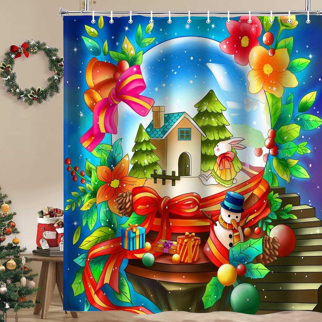 Merry Christmas TreeBathroom Shower Curtain Waterproof fabric bathroom Curtain With 12 Hooks Sunflower Home Deco Free Ship