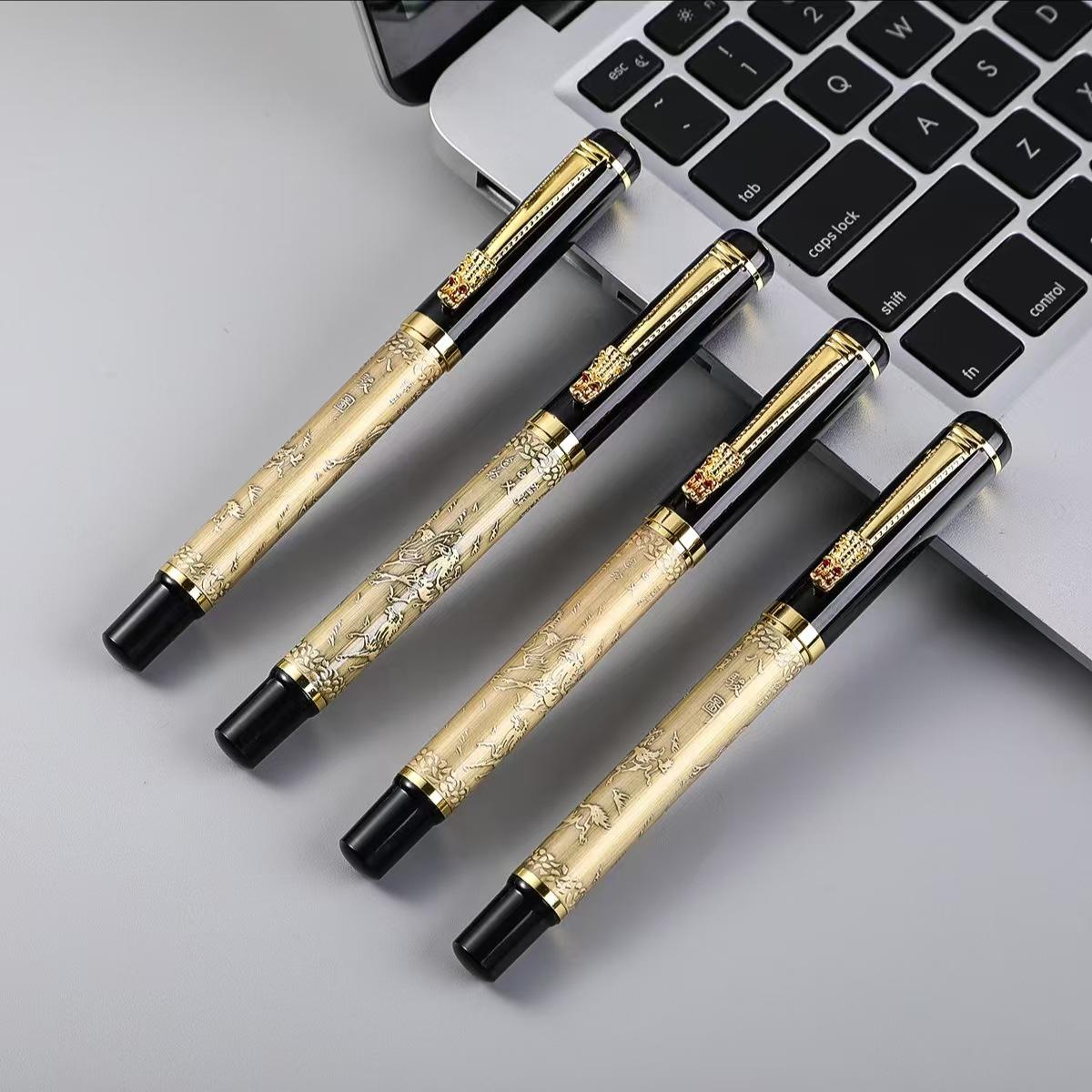 Luxury business Dragon Crystal Diamond Ink sign pen Office Business Men Siganture Metal Pen