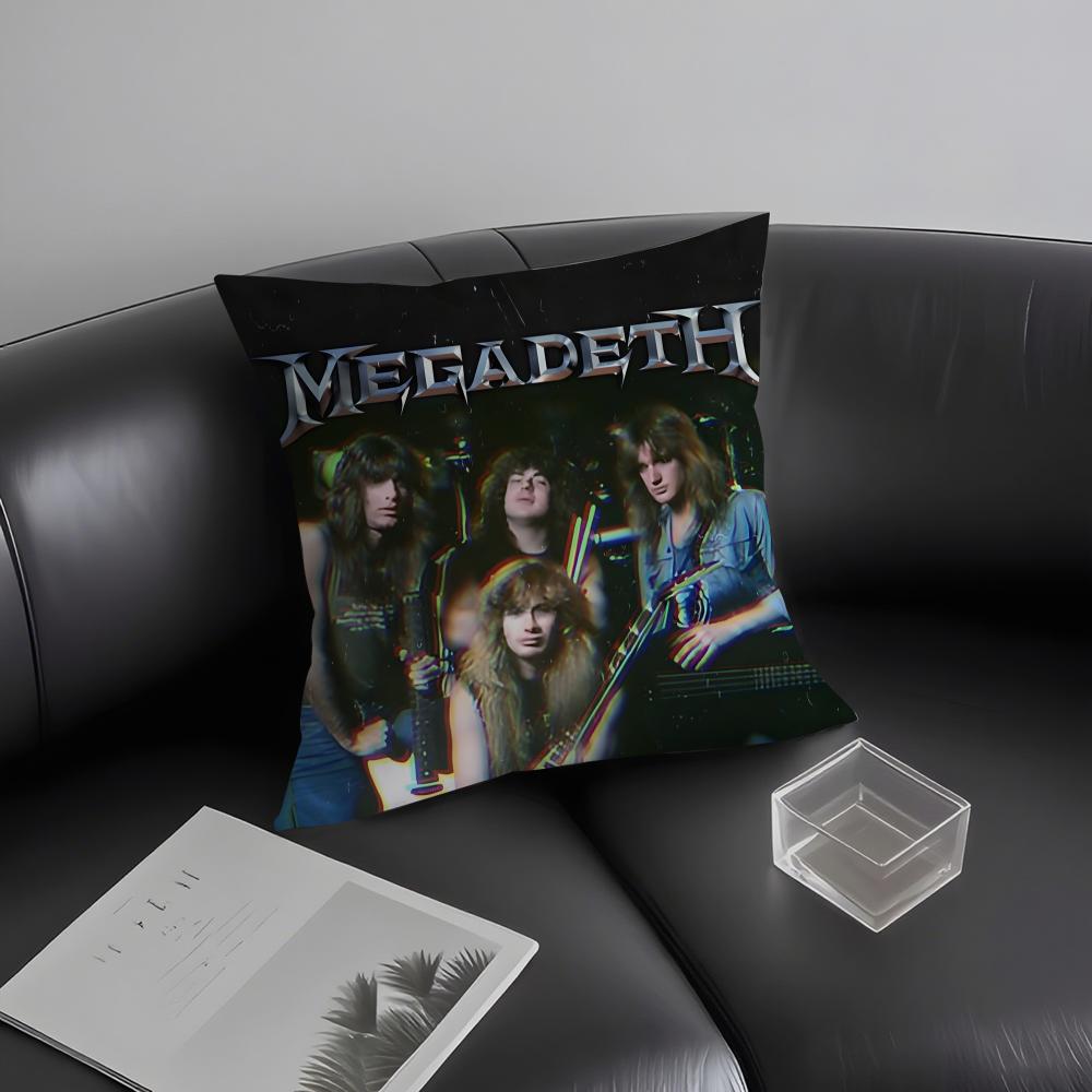 M-Megadeth Band Cushion Cover Pillowcase Ultra Soft Skin Friendly Fabric Cloud Like Comfort & Concealed Zipper