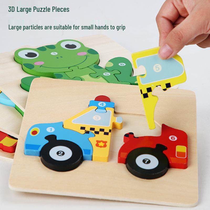 Wooden Traffic Animal Puzzle Blocks - Educational Early Learning Toy for Children and Babies