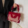Women's Winter 2025 Red Wedding Crossbody Tote Handbag: Small Capacity Bag for Brides