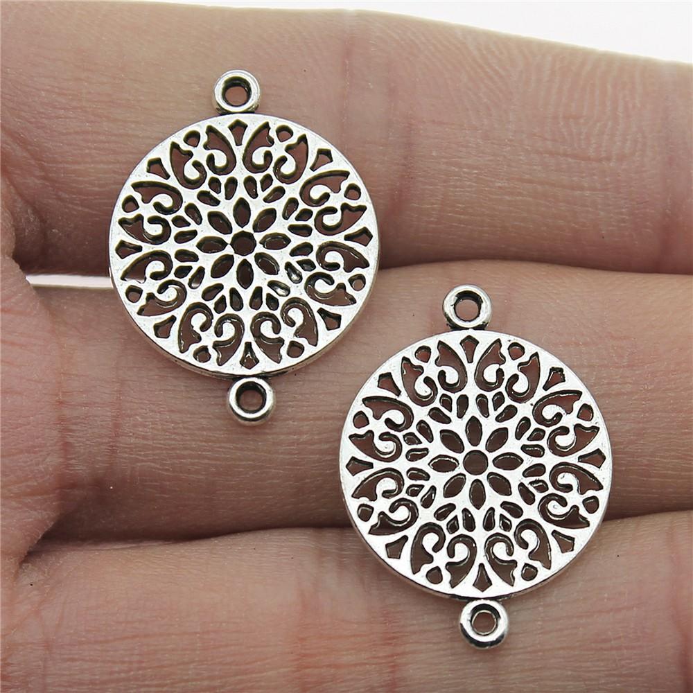 10pcs Charms Motif Antique Silver Color Motif Pendant Charms Flower Charms For Jewelry Making