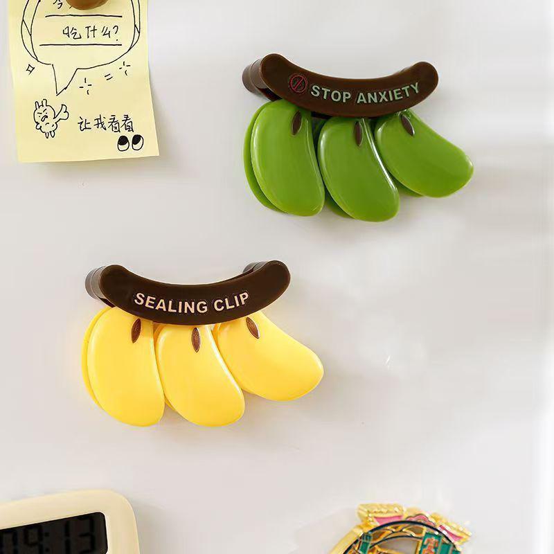 Kunststoff Bananen Magnetverschluss Feuchtigkeitsdicht Handpresse Frischhalteclip Multifunktionaler Haushalts-Lebensmittelbeutelclip