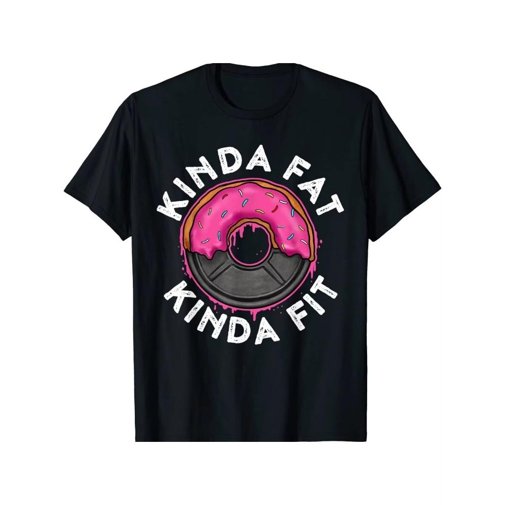 

НОВЫЙ! Футболка Gym Workout Kinda Fat Kinda Fit Funny Doughnut Gift - СДЕЛАНО В США, стандартный крой, семейная одежда XXXXXL чёрный