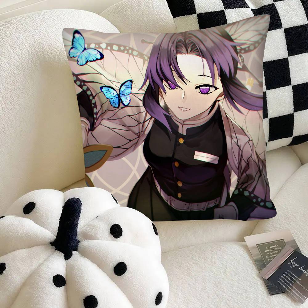 Anime Demon Slayer Shinobu Kocho Pillow Case Fashion Square Pillowcase Bedroom Sofa Room Ins Decoration Leisure