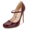 Patent 12cm High Heels Pumps Shoes Woman Large Size 46 Black Red Nude White Thin Heeled Spring Party Wedding Office Shoes Ladies