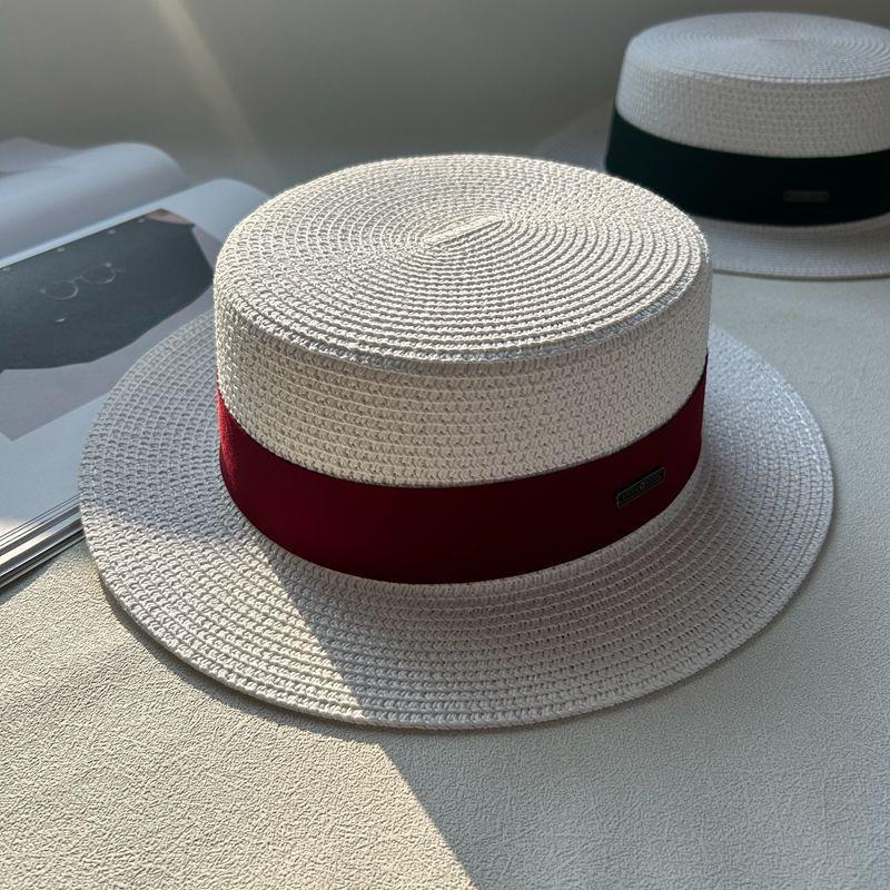 New Hat Women's Spring and Summer Flat Top Top Hat Adjustable French British Sunshade Sunscreen Travel Versatile Seaside