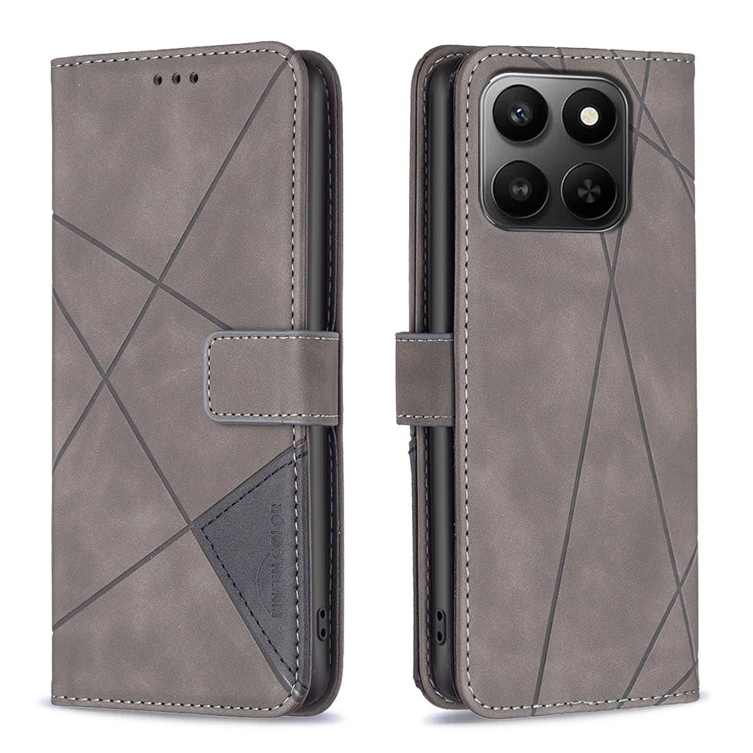 

For Honor X7d 5G/Honor X7d 4G Phone Case BINFEN COLOR Wallet Stand Geometry Imprinted Leather Cover