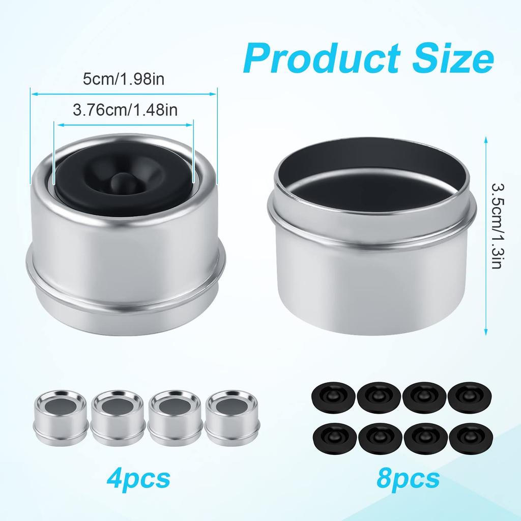 TOYMIS Set of 4 Trailer Hub Caps and Bearing Grease