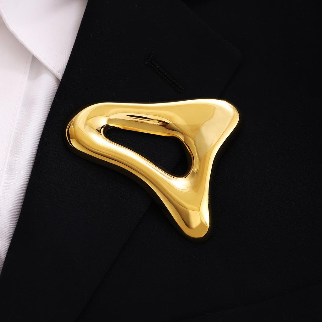 Irregular Triangle Brooch Gold Silver Fashion Coat Suit Pin Unisex