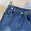 DIMANAF 2025 Neue Sommer Kurze Jeanshosen Damen Knöpfe Locker Lässig Denim Harems Hosen Big Blue Pants