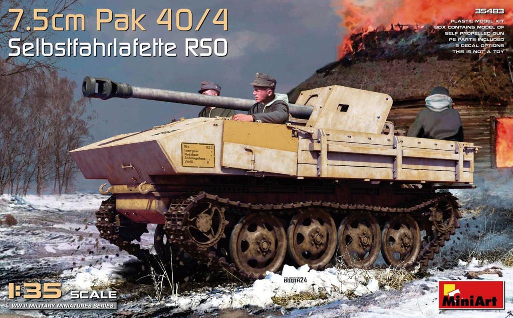 MiniArt WWII German RSO Plastic Model Kit MA35483 1/35 7.5cm PaK40/4