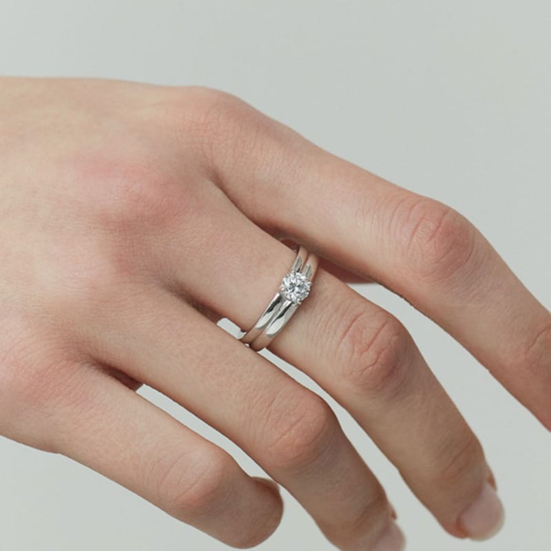 hyeres-lor Essence Silver (W) Lab Diamond Double Ring 0.5CT HL4R52433W9