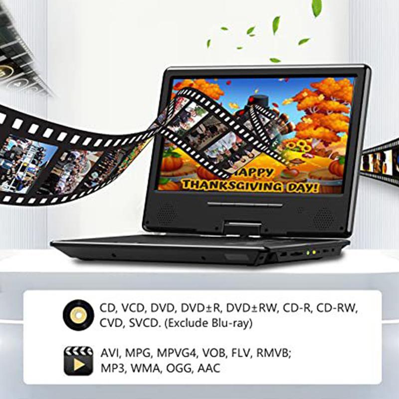 12,5-Zoll Mobiler DVD-Player High Definition Video Drahtloser Bluetooth-kompatibler Player Tragbarer Vollformat In-Car CD-Player