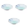 Set of 3 Indigo-Flower Octagonal Plates [20.3 X 19.5 X 4.7 Cm] | Irregular Shape Ceramic Plates by Setomonohonpo