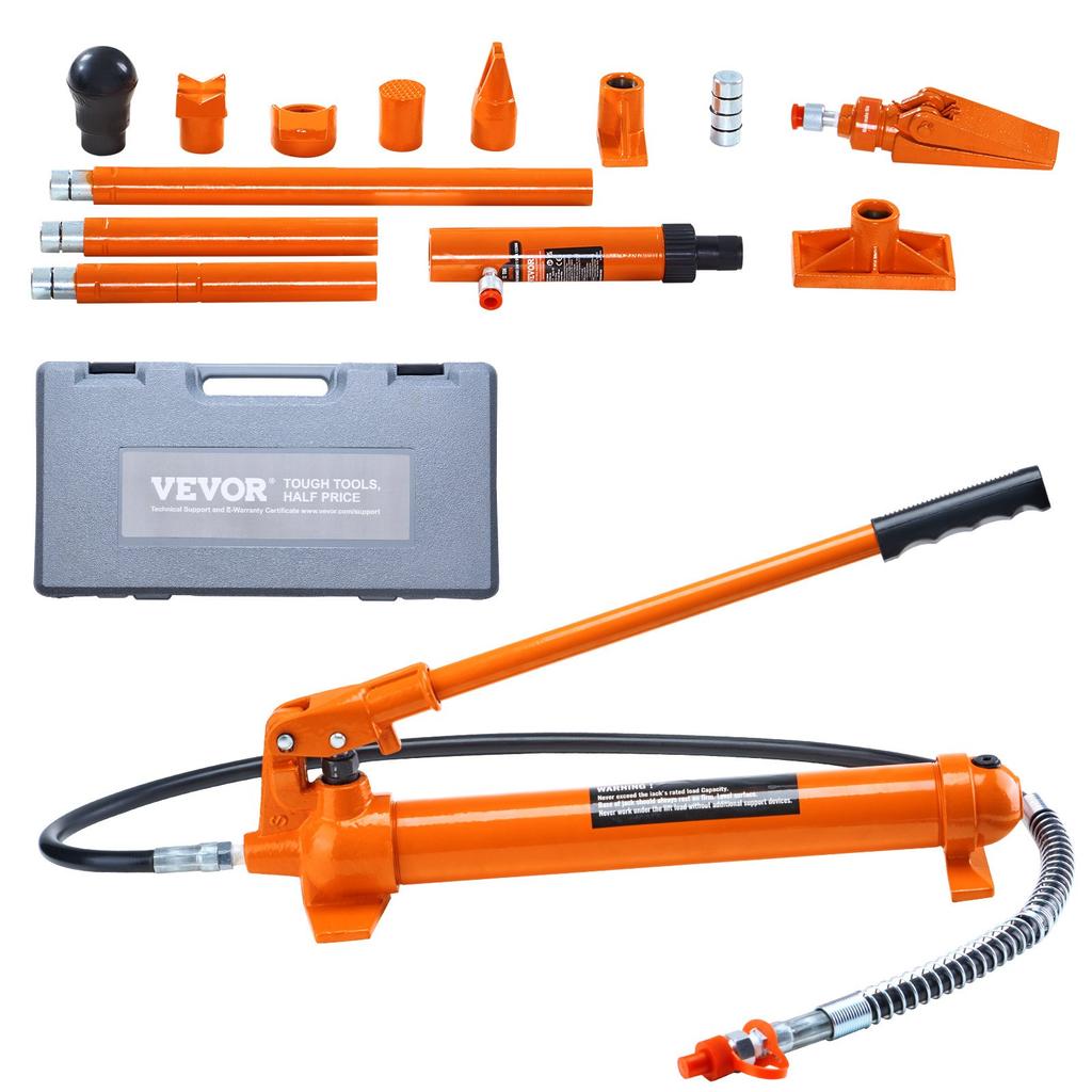 VEVOR 10 Ton Porta Power Kit, Portable Hydraulic Jack with 4.6 ft/1.4 m Oil Hose, Auto Body Frame Repair Kit with Storage Case for Car Repair, Truck