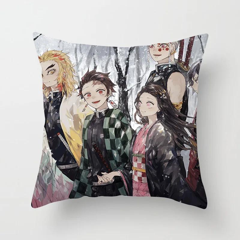 45 * 45Cm Anime Demon Slayer Kimetsu No Yaiba Printed Pillowcase Kids Bedroom Living Room Home Decor Pillow Cases Pillowcase