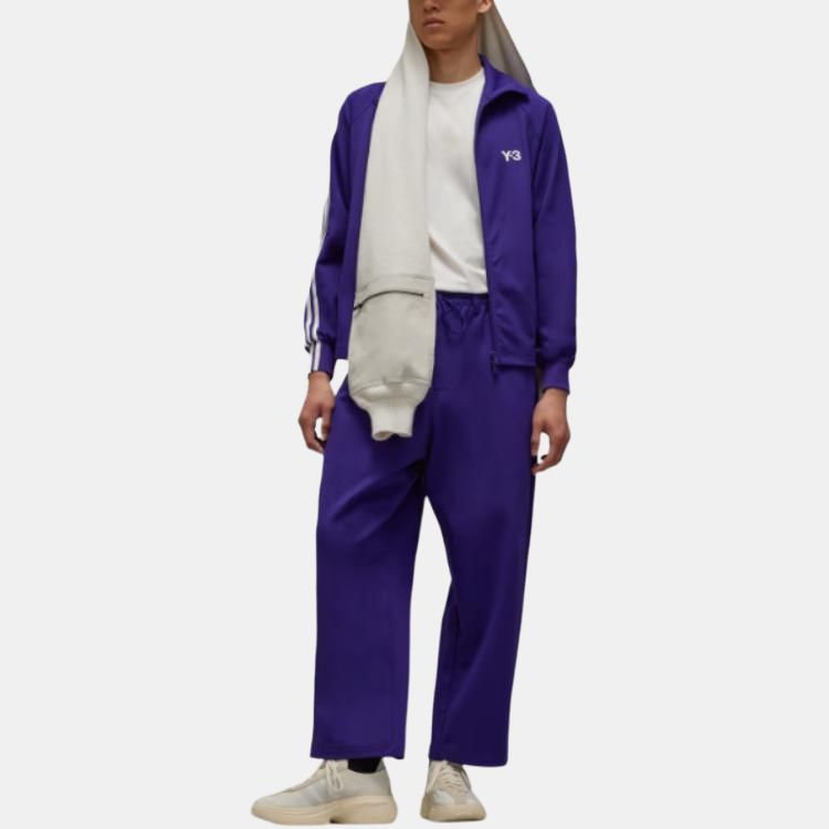 Y-3 Logo Pattern Stand Collar Zip Long Sleeve Jacket Men Jacket Purple JF0667