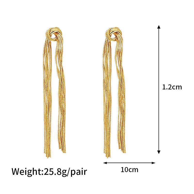 2025 Knotted Long Tassel Chain Earrings for Women Female Exaggerate Metal Handmade Earrings Luxury Wedding Daily Jewelry Gifts