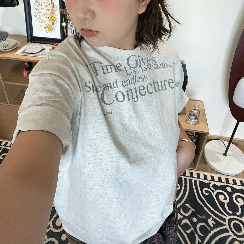 Korean Funny Letter Print White Short Sleeved T-shirts for Women 2025 Summer Casual Loose Women's All-match T Shirt Harajuku Streetwear Tees Y2k Tops