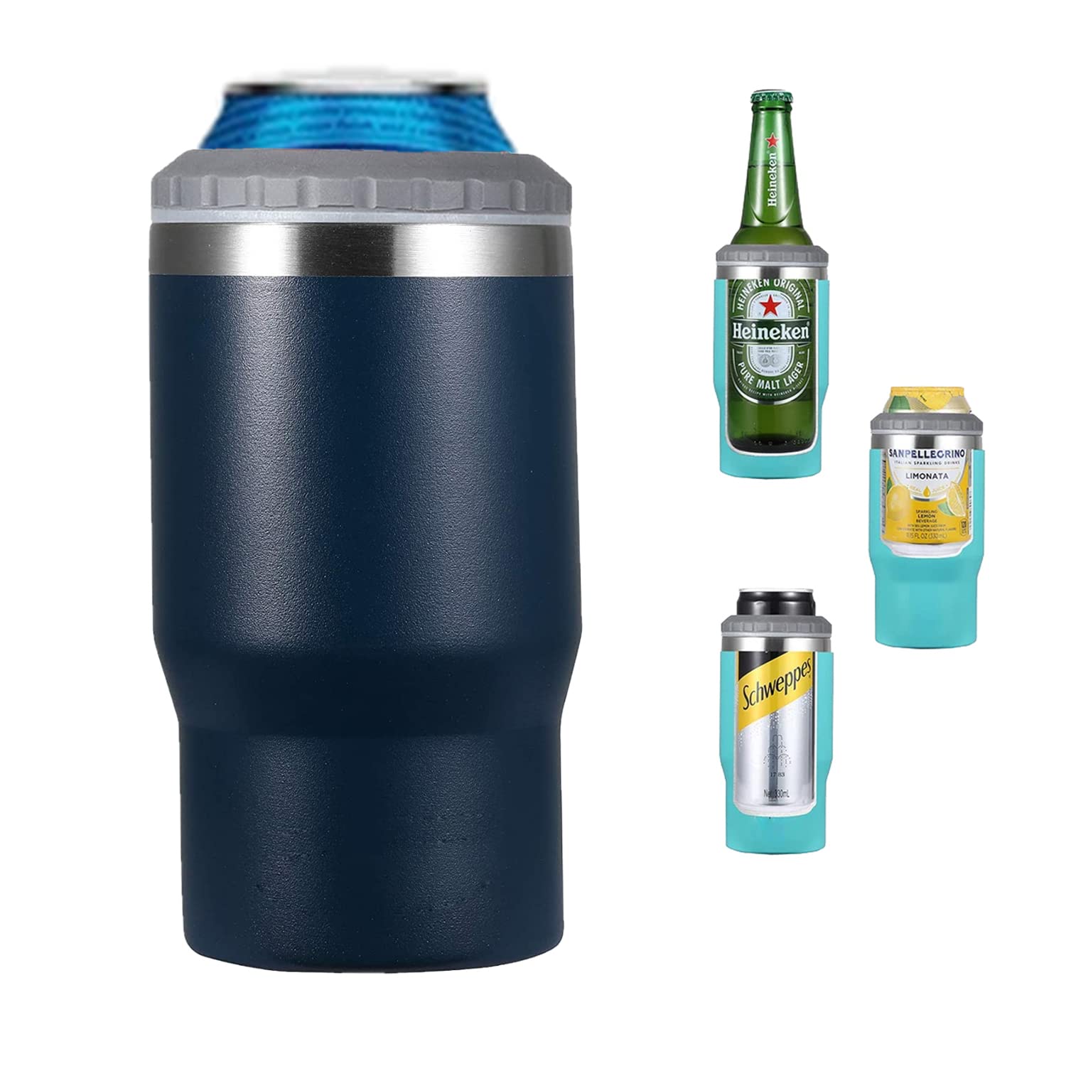 

Держатель для пивной банки INIBULAM 4-в-1 из нержавеющей стали, 14 унций, с двойной изоляцией, охладитель (военно-морской флот)