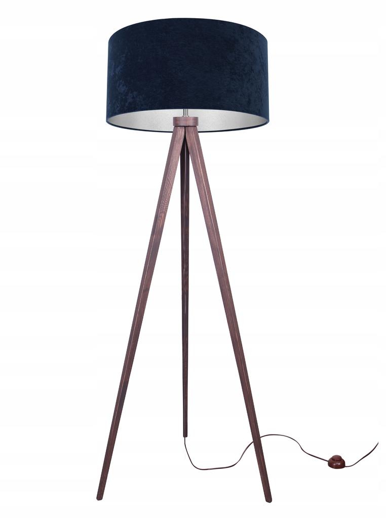 Standing Floor Lamp, Tripod, Chrome, Velvet Lampshade