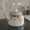 Enamel On Steel Kettle Easy To Clean Enamel Teapot Stovetop Boiling Pot Non-Porous Surface Vintage Design Tea Kettle No