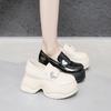 Platform Loafers Women's 2025 Spring New One-pedal Small Leather Shoes Muffin Fashionable Versatile Inner Height-increasing Women's Shoes