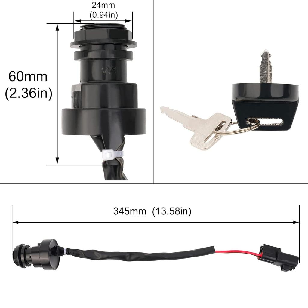 AHL Ignition Key Switch 0345-003 Compatible with Yamaha Big Bear 400 YFM400 YFM 400 2002-2004;Big Bear 400 YFM400F YFM 400F 2002-2006;Big Bear 400