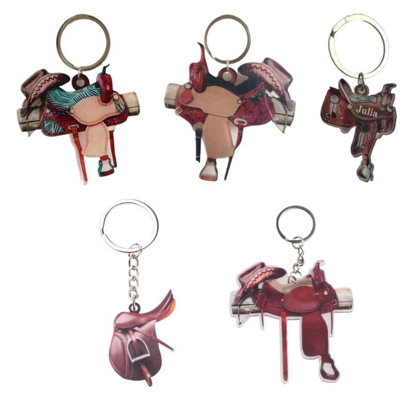 Colorful Saddles Pendant Keychain Acrylic Key Rings Accessory Handmade Keyring Bag Decoration Unique Gifts for Women