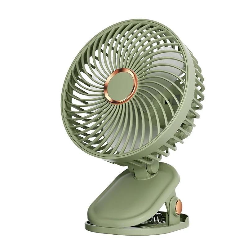 New Night Light Electric Fan Foldable USB Clip Rechargeable Portable Outdoor Home Office 5-gears Wireless Desktop Cooling Fan