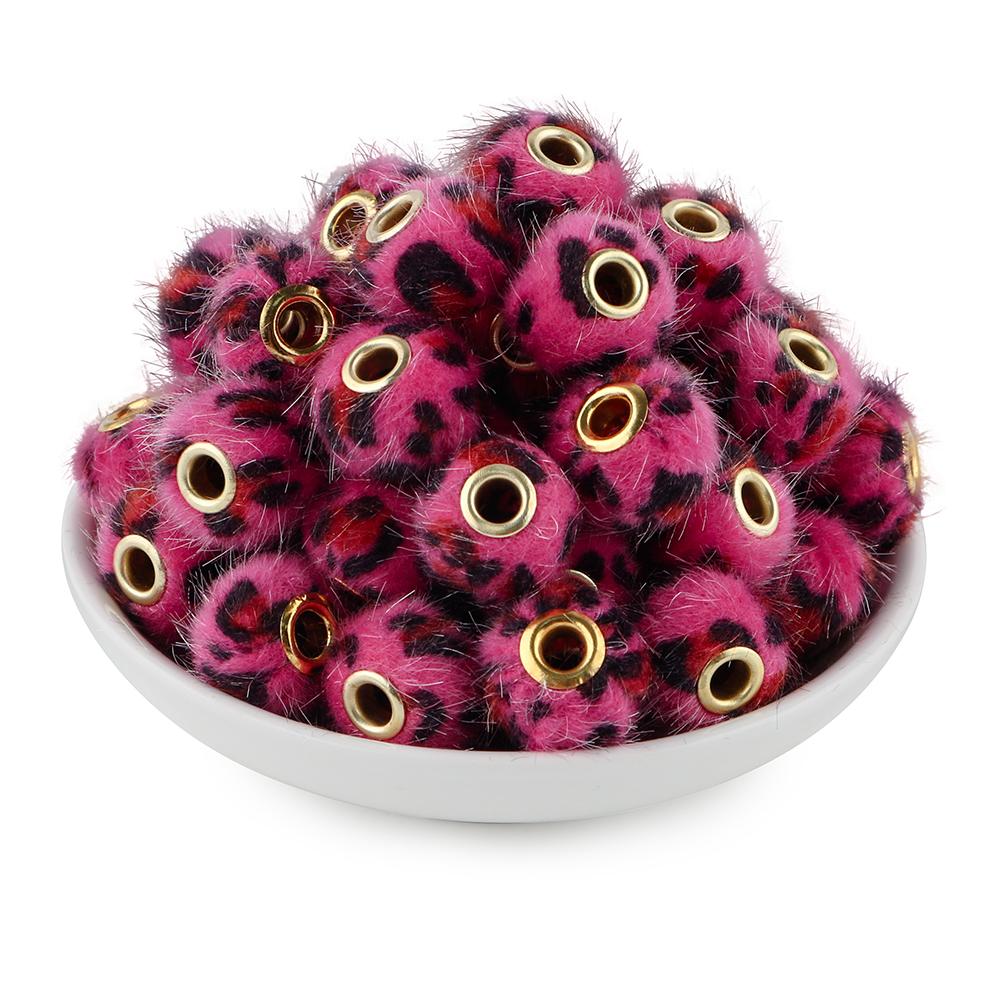 20Pcs/lot 20MM Pompom Beads Plush Fur Covered Ball Bead Charms Straight Hole Big Hole Spacer Beads For Handmade Jewelry Access
