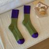 Colour Blocking Mid-Calf Wool Socks Retro Outdoor Wear Short Socks Mid Tube Socks  Autumn Winter