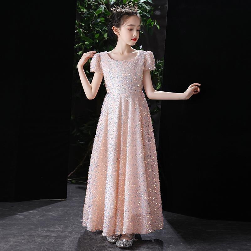 Girls Sequined Princess Formal Dress For Birthday Performance Pageant Flower Girl
