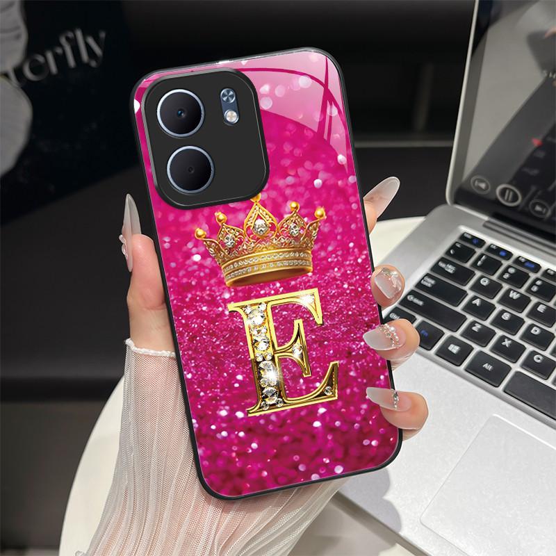 For OPPO A5X 4G 5G CPH2725 Case Fashion Letters Design Hard Tempered Glass Back Covers For OppoA5X A 5X Shockproof Phone Shell