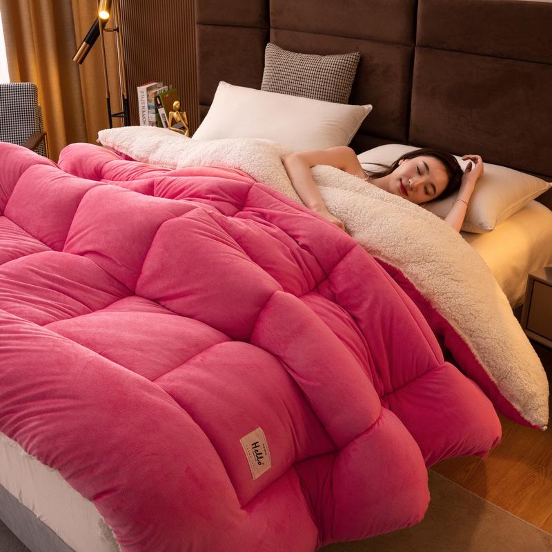 Double-Sided Lambswool Fleece Quilt: Thick, Warm Comforter for Winter, Spring, and Autumn