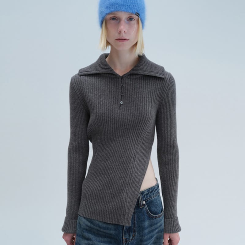 DIAGONAL ANGORA BEANIE (blue)