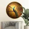 Livin'luxe Paintings Peacock Modern Art Premium Sparkle Lamination Golden Slim Frame