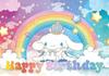 Sanrio Backdrops Banner Rainbow Balloons Cartoon Cinnamoroll Children's Happy Birthday Party Decor Photo Background Booth Props