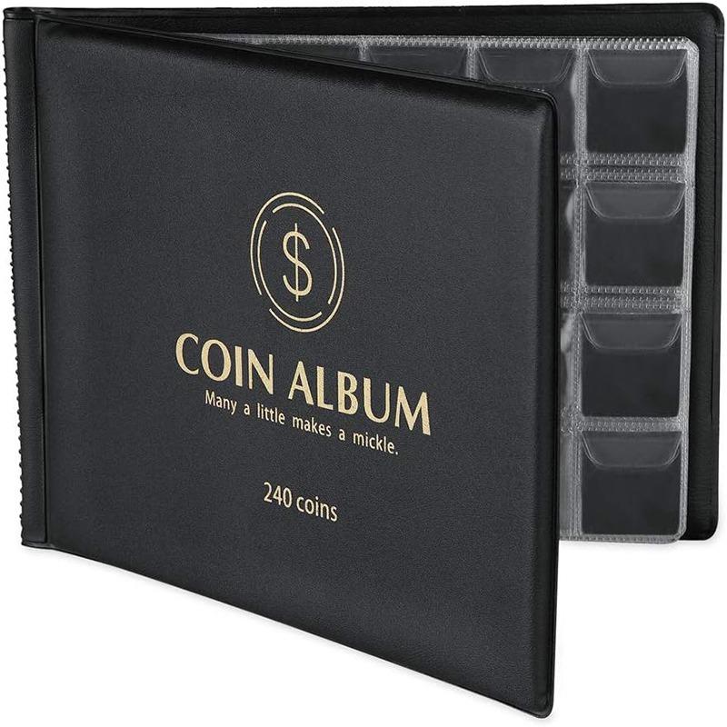 240 Pockets Coin Collection Holder PVC Penny Album Gifts Coin Collecting Album 10 Pages Coin Collection Book for Collectors