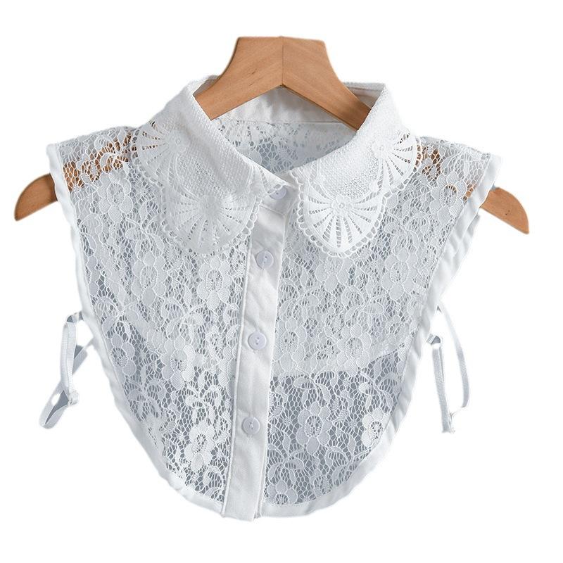 Summer Lace Floral Shirt Detachable Collar for Girls Half Shirt Blouse Fake Collar Lapel Detachable Neckwear Collar Decorative