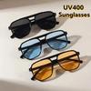 Fashion Simple Large Frame Sunglasses Vintage Ocean Piece Aviator Glasses Ultraviolet-proof Driving Travel UV400 Shades Eyewear