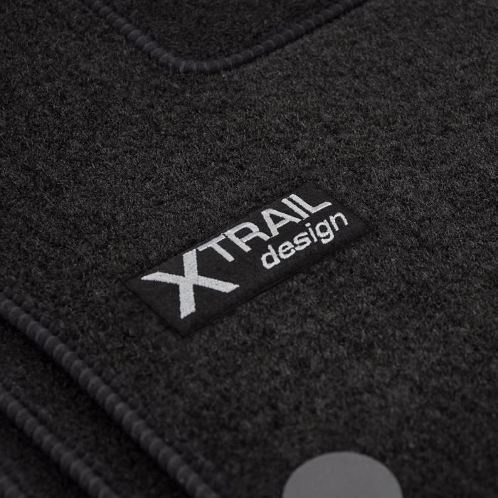Tapis de sol - Logo - Nissan X-Trail - Velours noir - 4 pièces - Antidérapant - Sur mesure