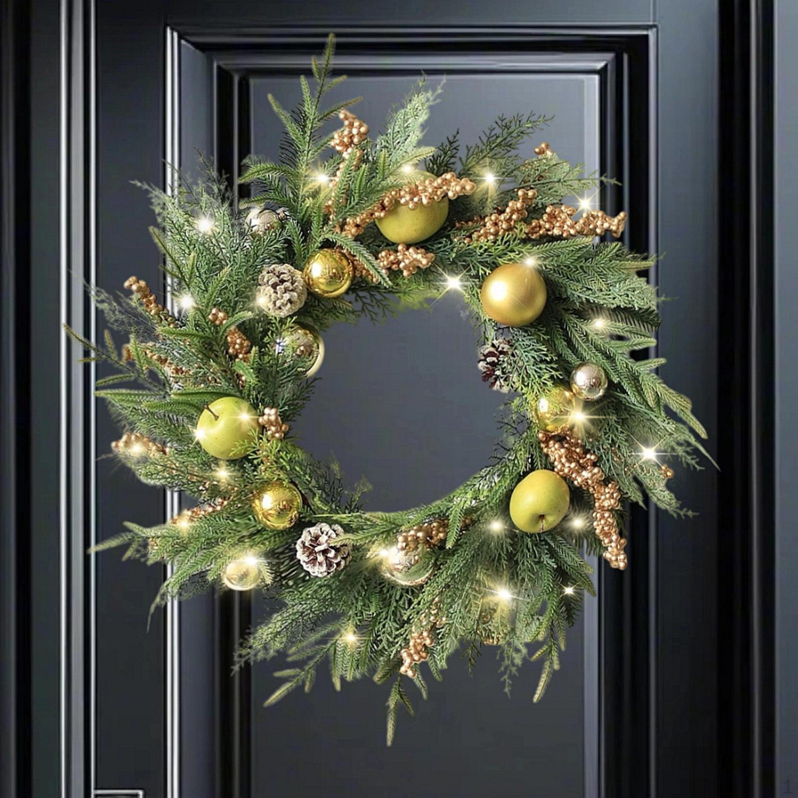 

Искусственный Рождественский Венок Рождественский Дверной, Гирлянда, Декоративный, Украшение Рождественский Шар для Стены