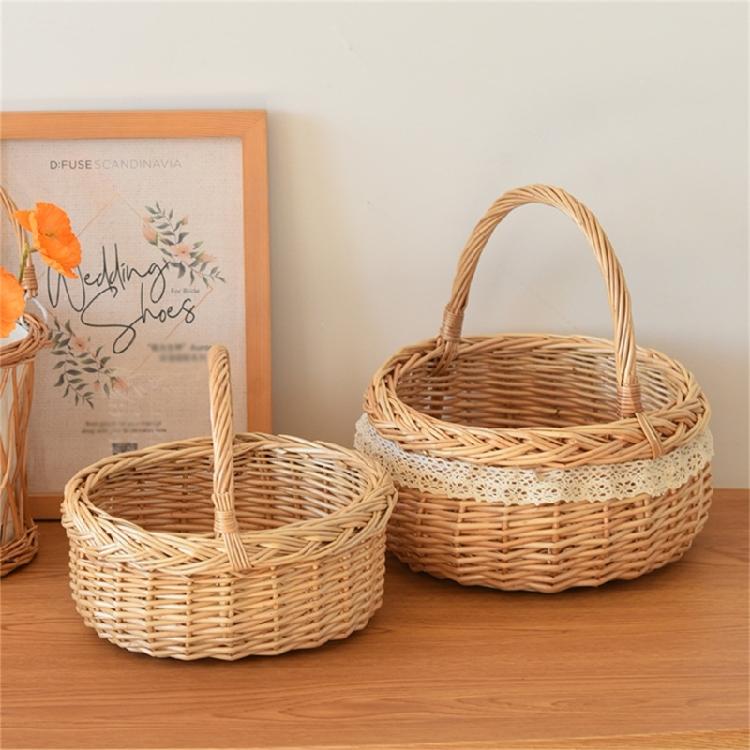 Fruit Bread Basket Breathable Rattan Basket Vegetable Storage Serving Basket for Wedding Home Party Photography
