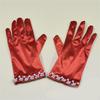 Satin Gloves Evening Galas Gloves with Beaded Trim Short Gloves Wedding Bride Gloves Formal Occasion Stage Props Gloves