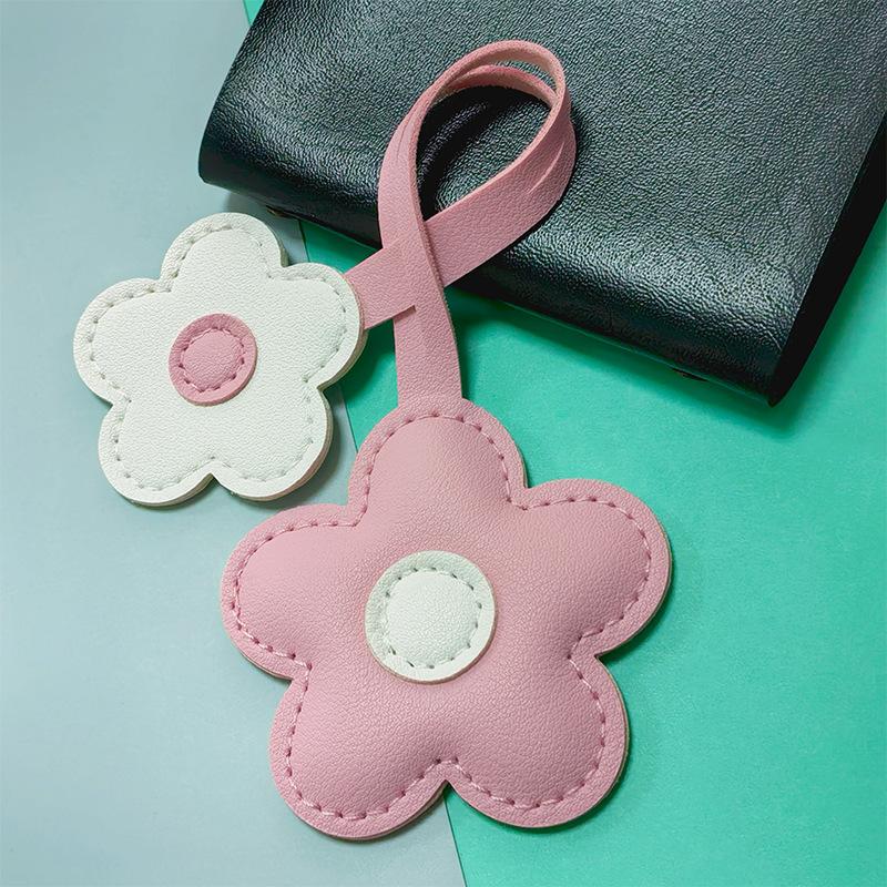 Contrast-color Flower Bag Charm, Creative PU Leather Sunflower Keychain, Bag Accessory