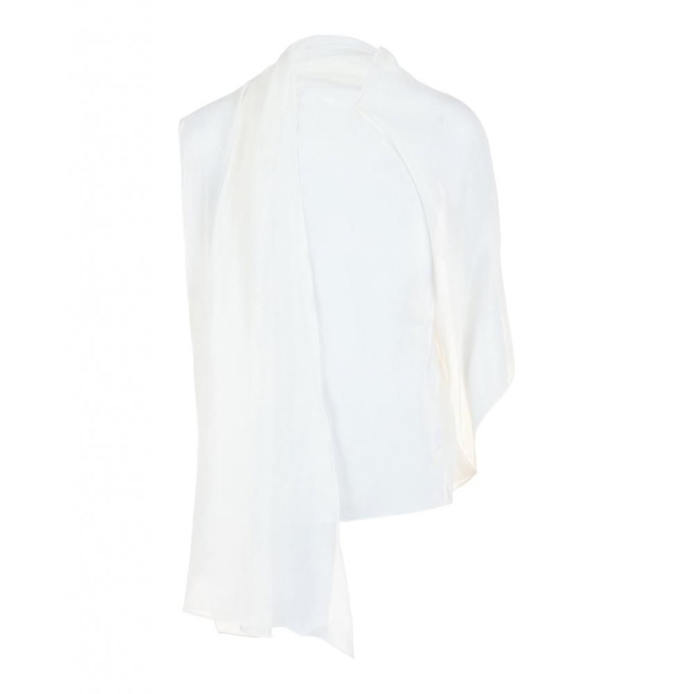 Salvatore Ferragamo Asymmetrical Shawl Blouse White