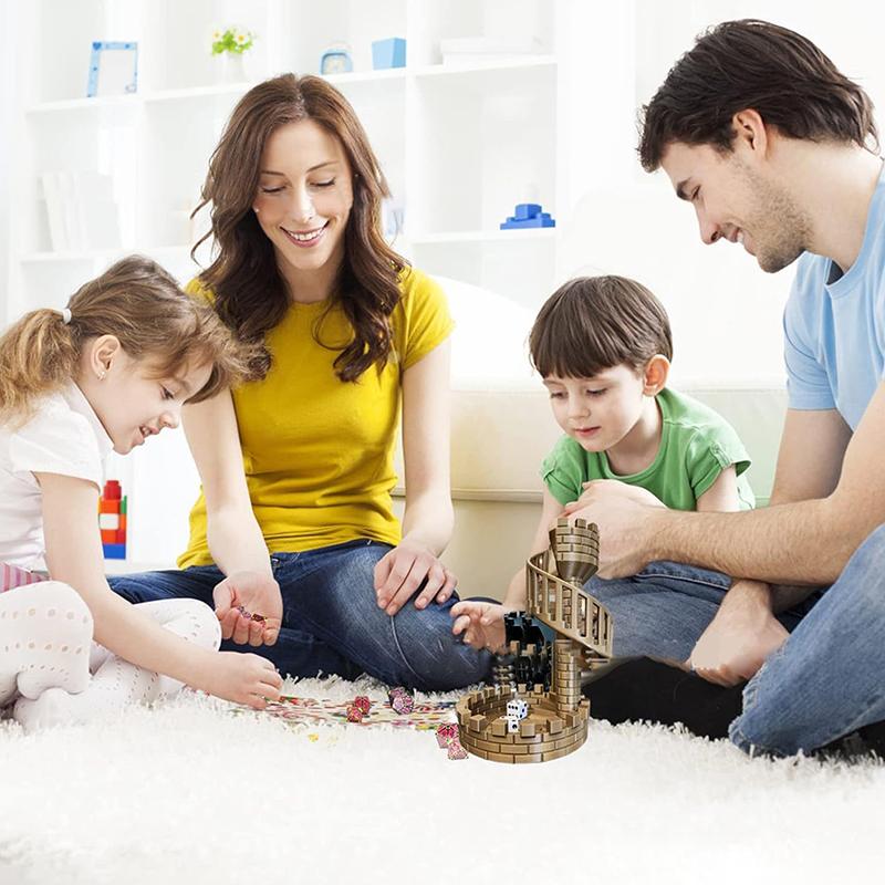 Clear Dice Tower Castle Dice Tower Game Props Ornaments Decompression Toys 5Pcs Dice Included Perfect Ancient Roman Castle Them